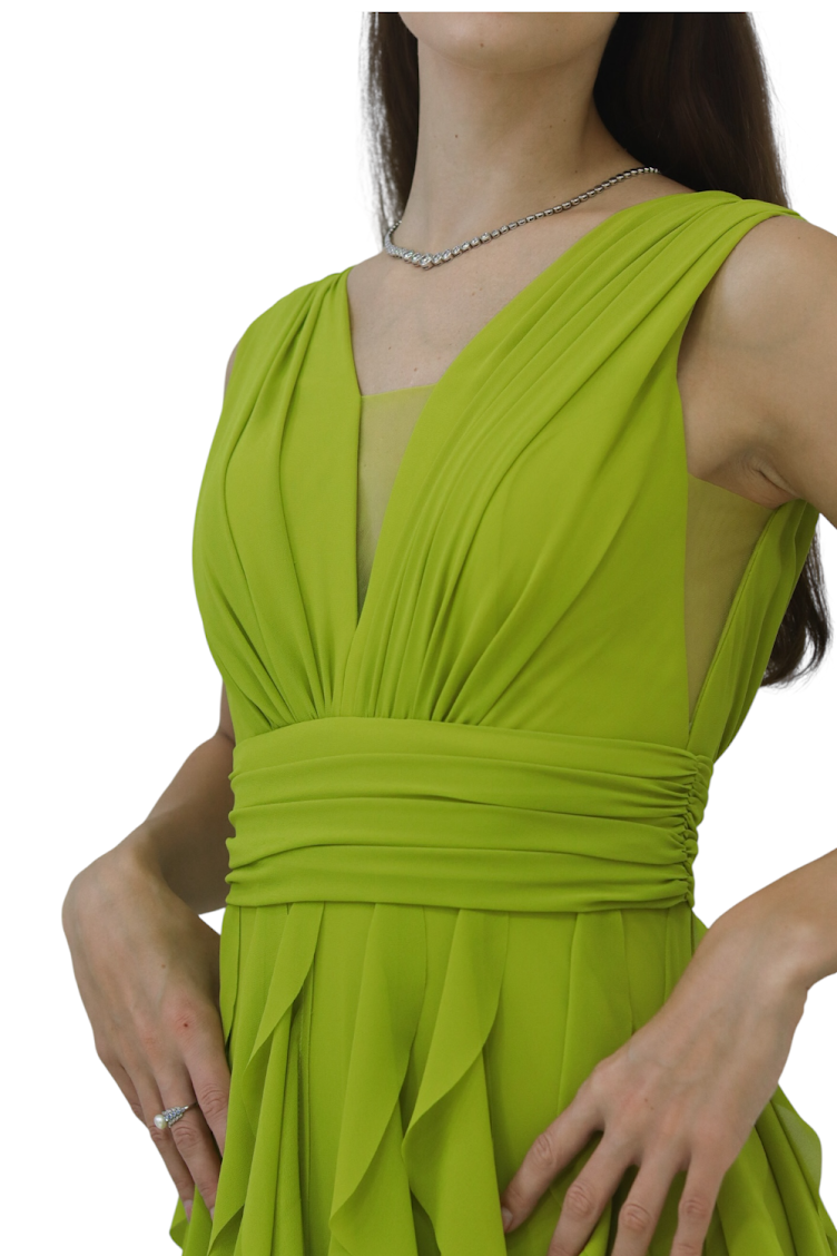 Lime Green Occasion Gown – Sculpted & Sleek