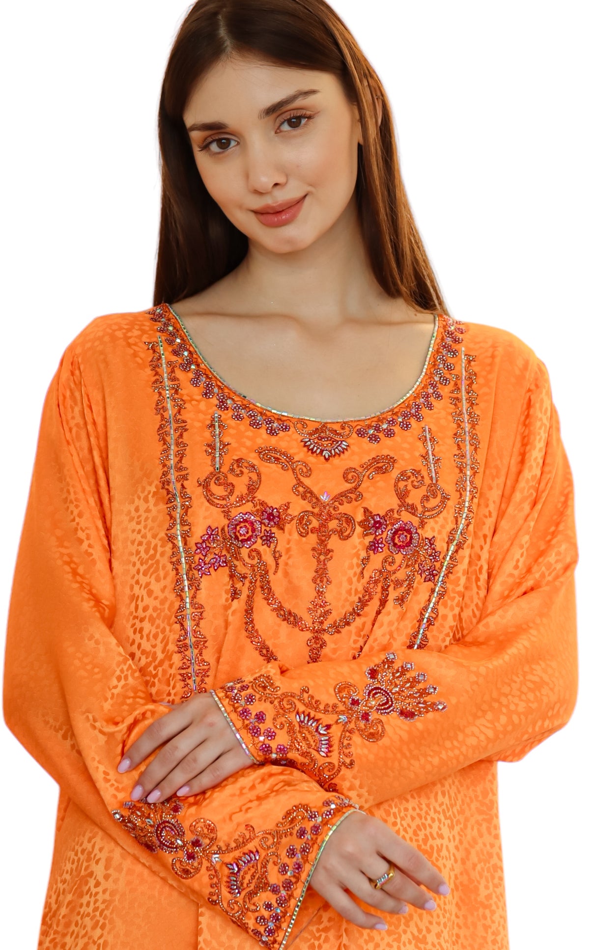 Larmoire Radiant Sunset Silk Jalabiya – Handcrafted Elegance
