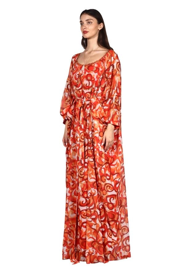 Larmoire Fiery swirl Jalabiya - Artistry in Motion