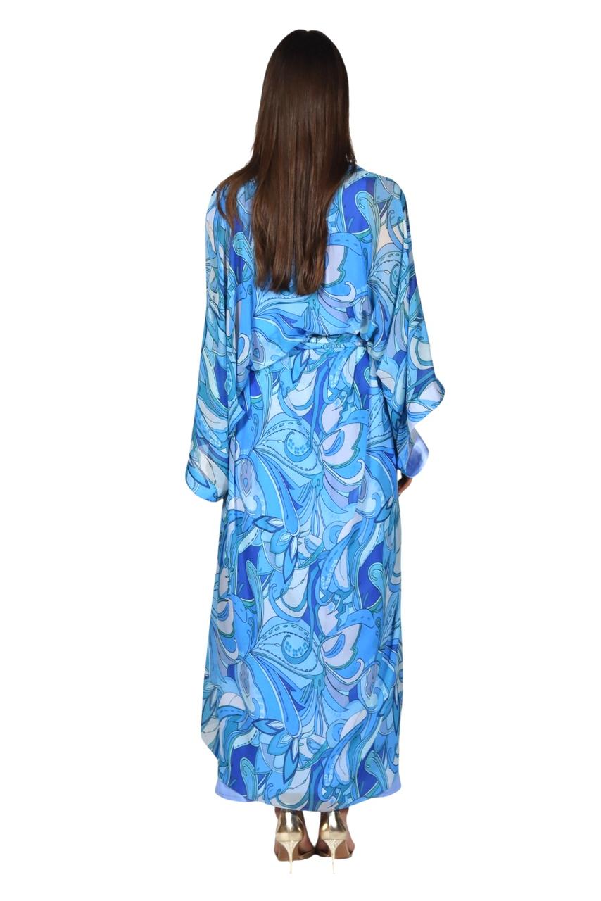 Larmoire Ocean Whisper Chiffon Jalabiya – Fluid Elegance in Motion