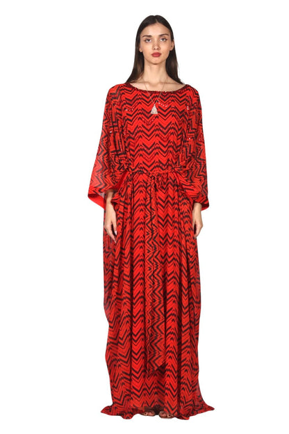 Larmoire Scarlet Mirage Jalabiya – Modern Patterned Elegance