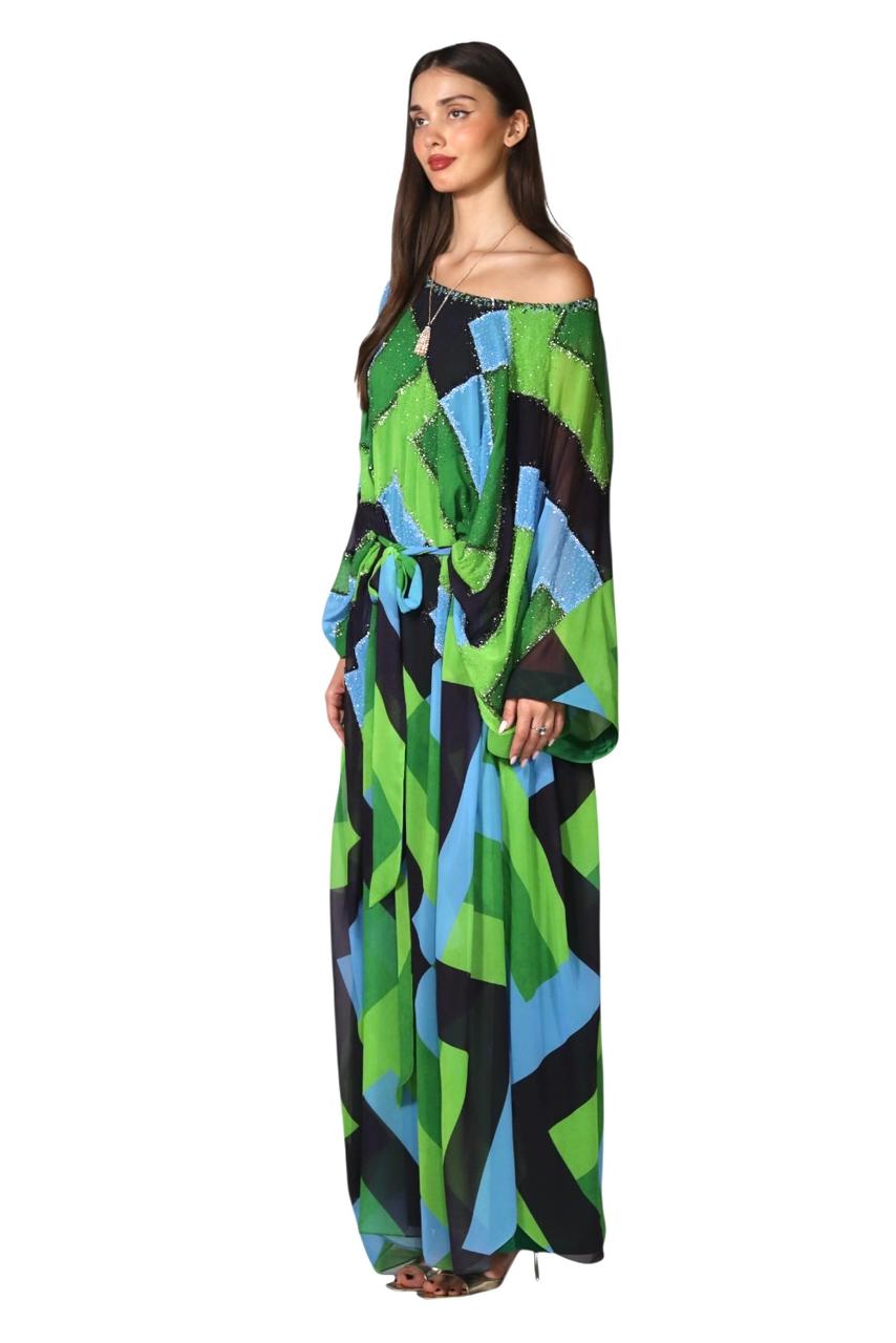 Larmoire Enchanted Geometric Chiffon Jalabiya – Elegance in Motion