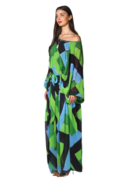 Larmoire Enchanted Geometric Chiffon Jalabiya – Elegance in Motion