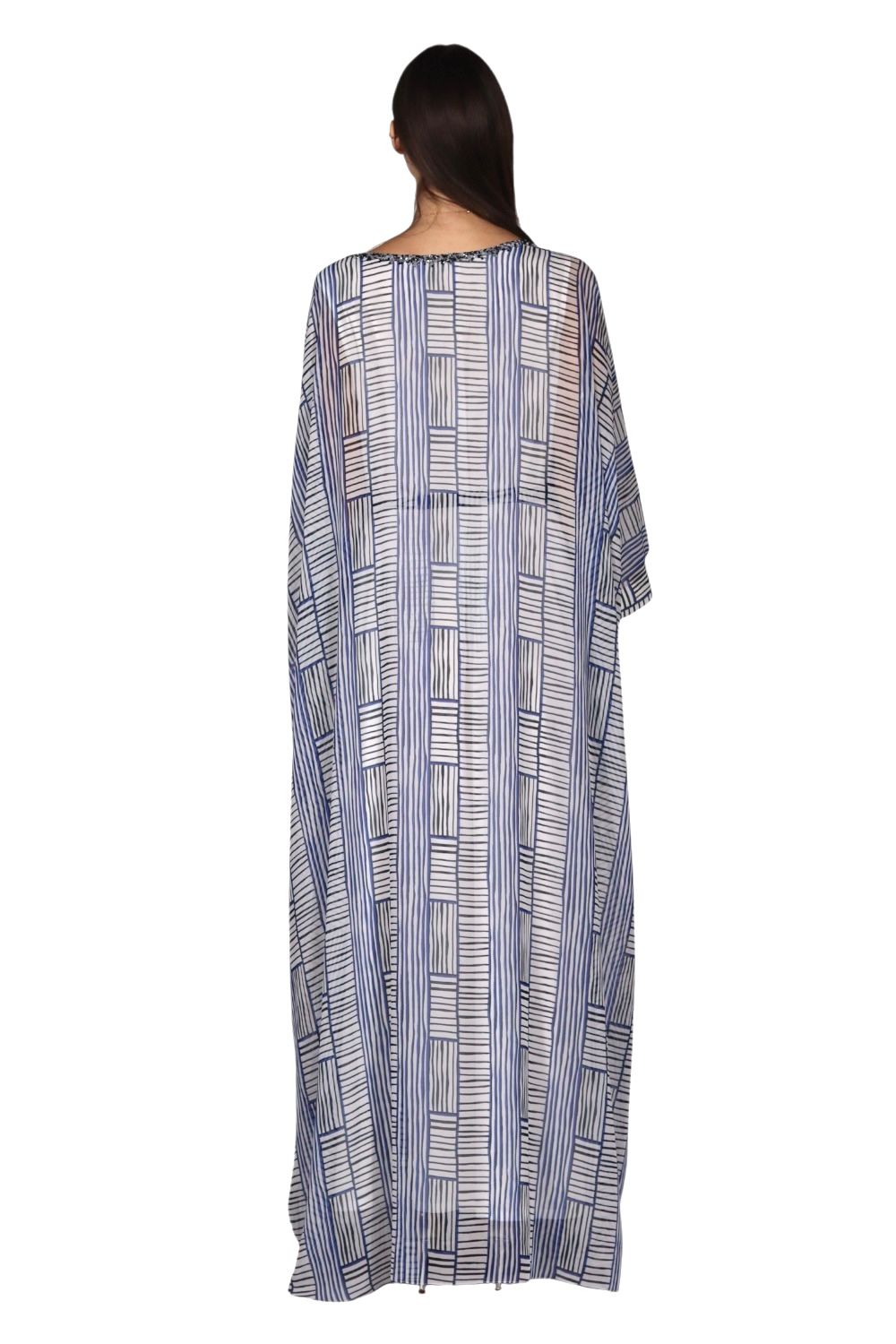 Larmoire Azure Flow Chiffon Jalabiya – Vertical Elegance in Motion