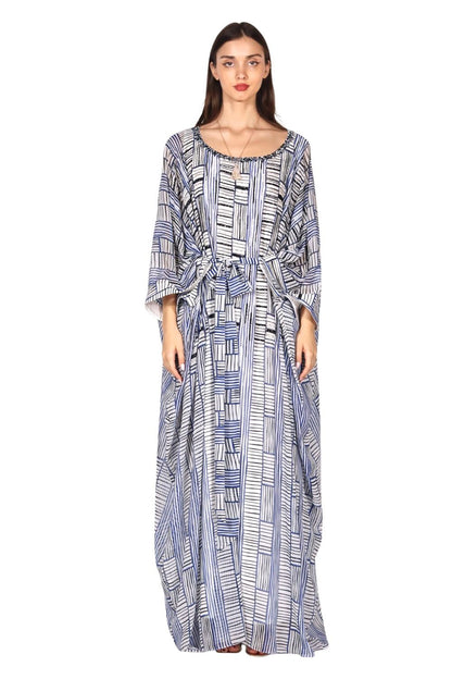 Larmoire Azure Flow Chiffon Jalabiya – Vertical Elegance in Motion