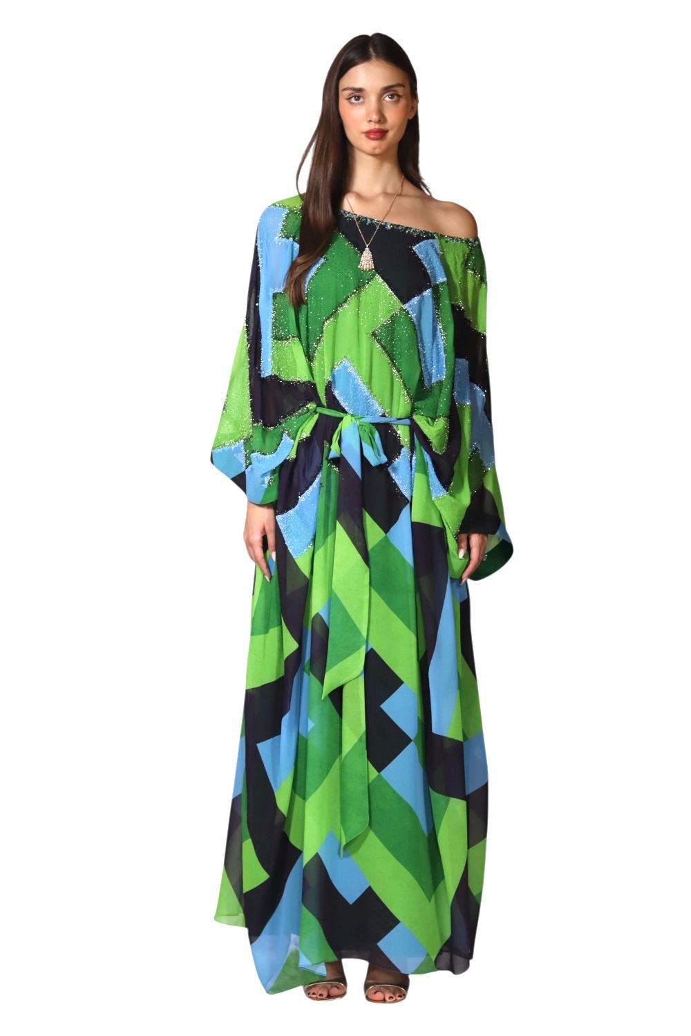 Larmoire Enchanted Geometric Chiffon Jalabiya – Elegance in Motion