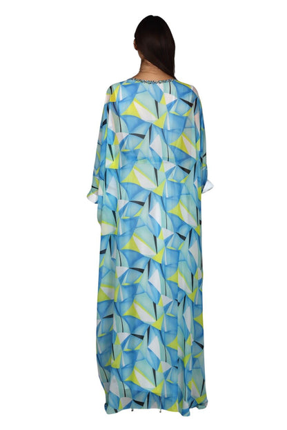 Larmoire Kaleidoscope Dream Chiffon Jalabiya – Abstract Elegance in Motion