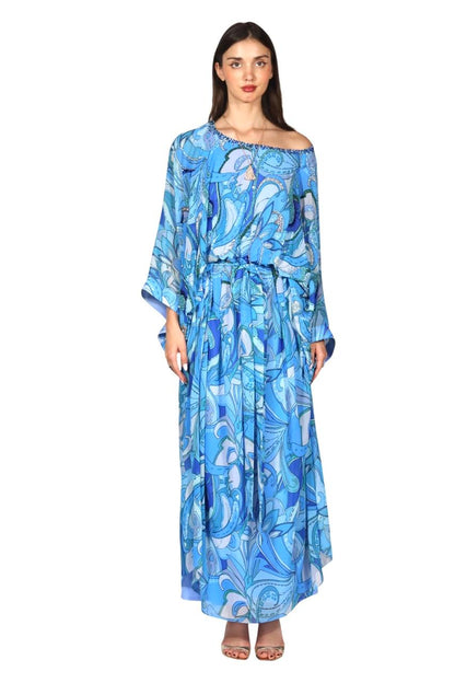 Larmoire Ocean Whisper Chiffon Jalabiya – Fluid Elegance in Motion