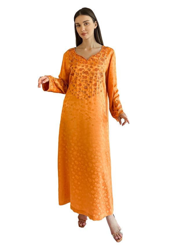 Larmoire Radiant Sunset Silk Jalabiya – Handcrafted Elegance