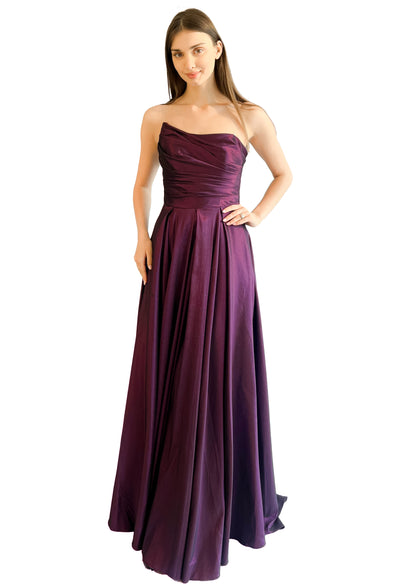 Larmoire Deep Plum Raw Silk Strapless Gown – Elegance in Motion - larmoire.ae 