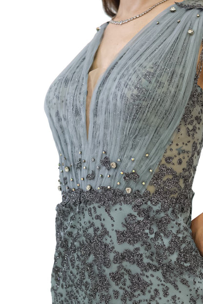 Embellished Light Blue Gown – Beaded