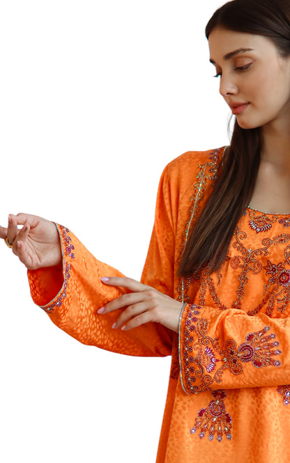 Larmoire Radiant Sunset Silk Jalabiya – Handcrafted Elegance