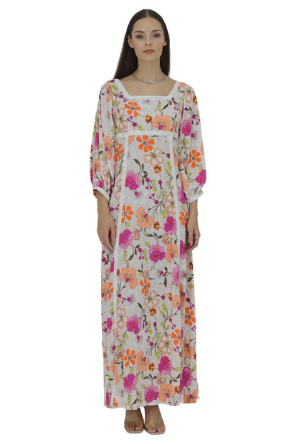 Multicolor Floral Linen Travel Dress