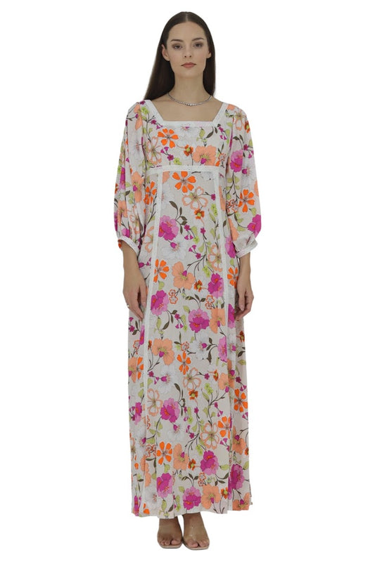 Multicolor Floral Linen Travel Dress