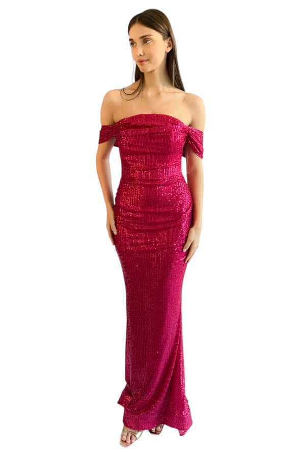 Dark Pink Gown – Draped Radiance