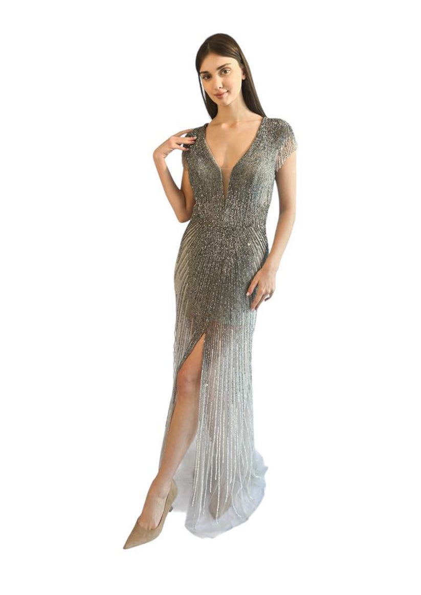 Larmoire Celestial Rainfall Gown – Crystals on Tulle Elegance