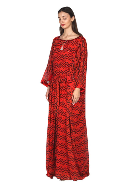 Larmoire Scarlet Mirage Jalabiya – Modern Patterned Elegance