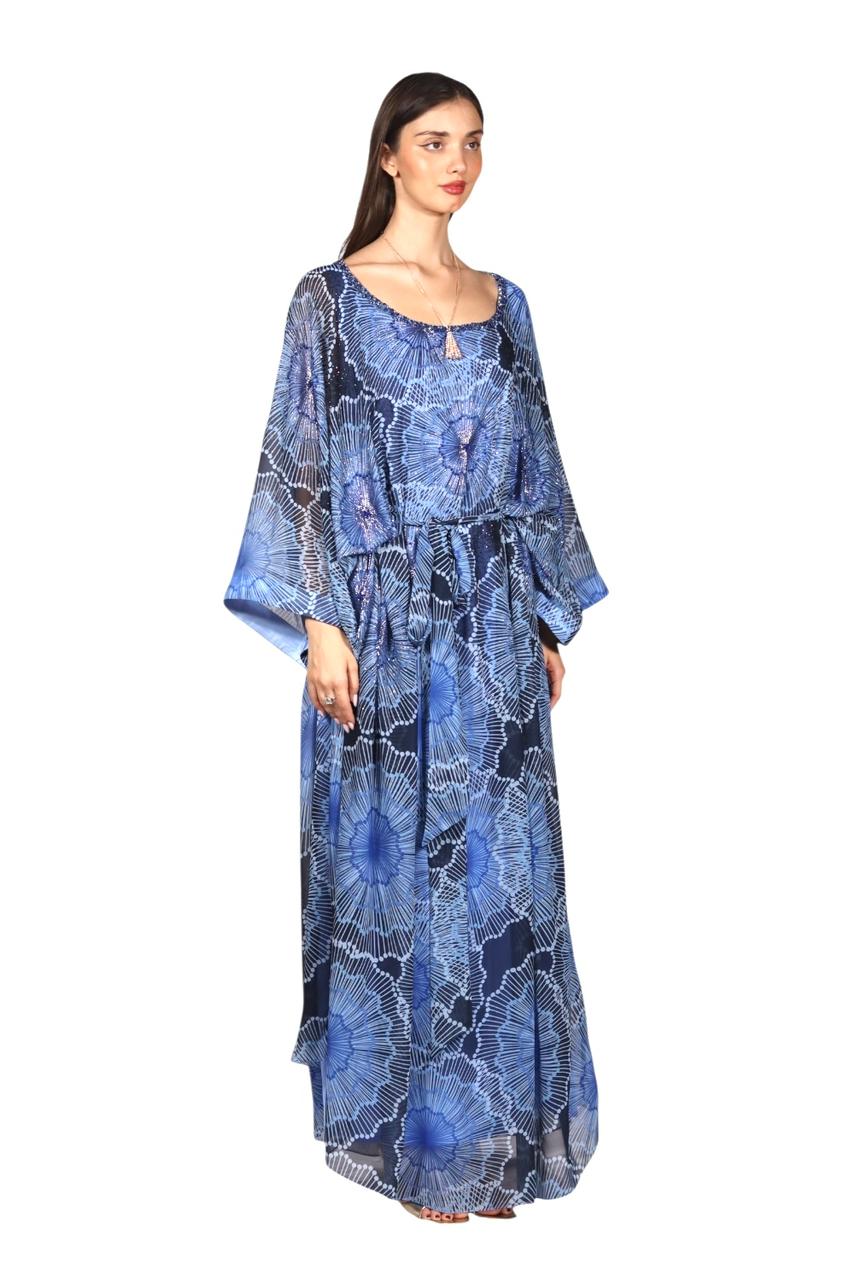 Larmoire Celestial Bloom Chiffon Jalabiya – Mandala Elegance in Motion